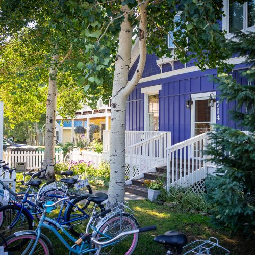 Purple Mountain Bed & Breakfast in Crested Butte, with bikes out front